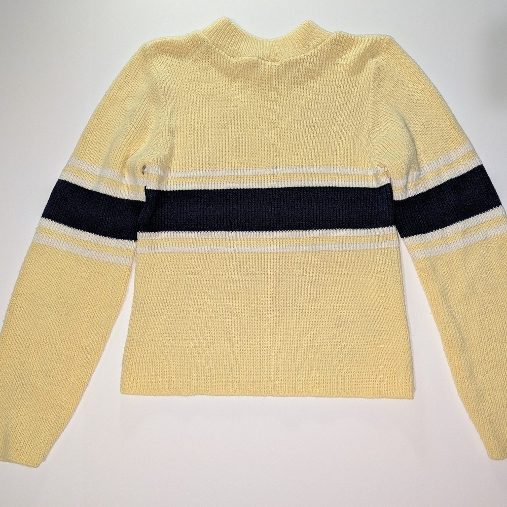 Vintage INCHARGE Yellow and Blue Stripe Long Sleeve Crew Neck Sweater Size L